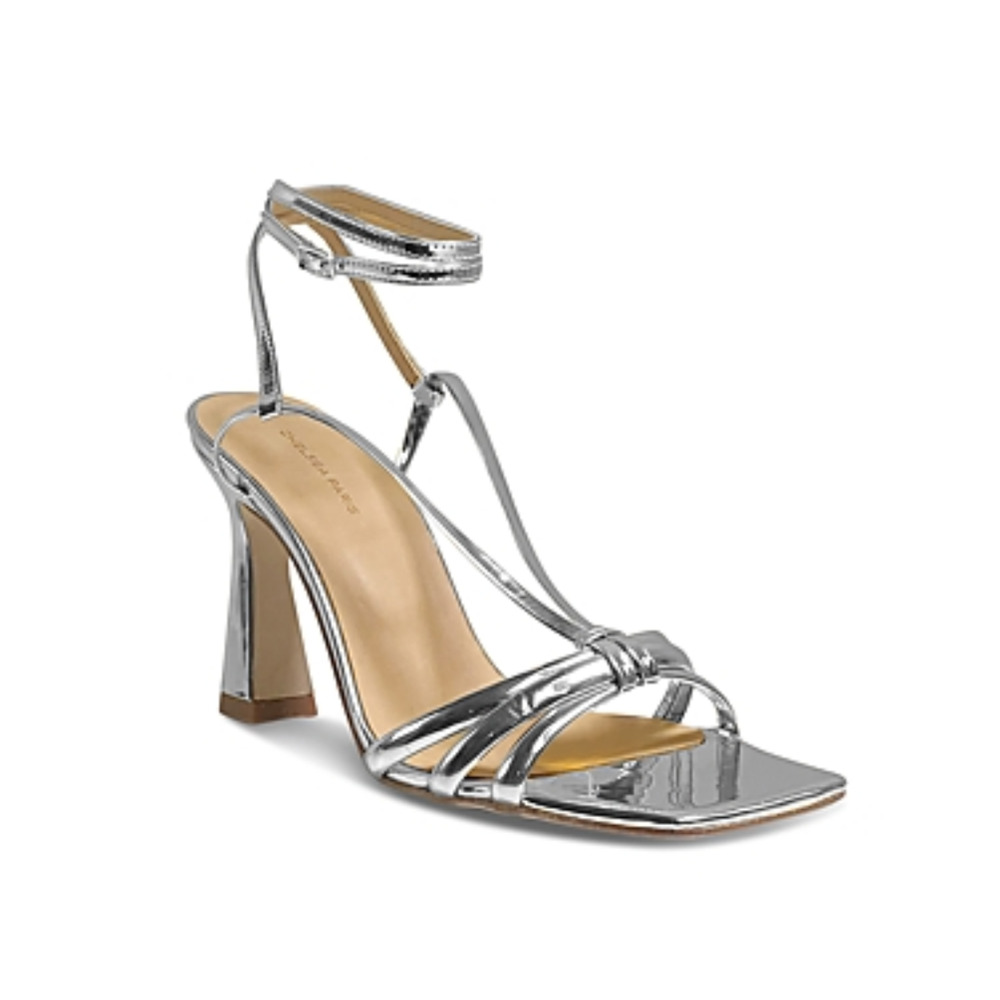 Chelsea Paris Women Remy Ankle Strap High Heel Sandals Silver Size 40EU - Picture 2 of 2